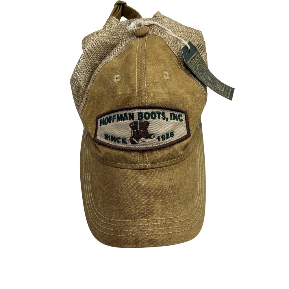 Legacy Hoffman Boots Inc Waxed Canvas Trucker Hat Tan Mesh Back NWT